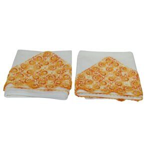 VTG Set Of 2 Standard Handmade Pillowcases Orange Crochet Lace Edge Grannycore